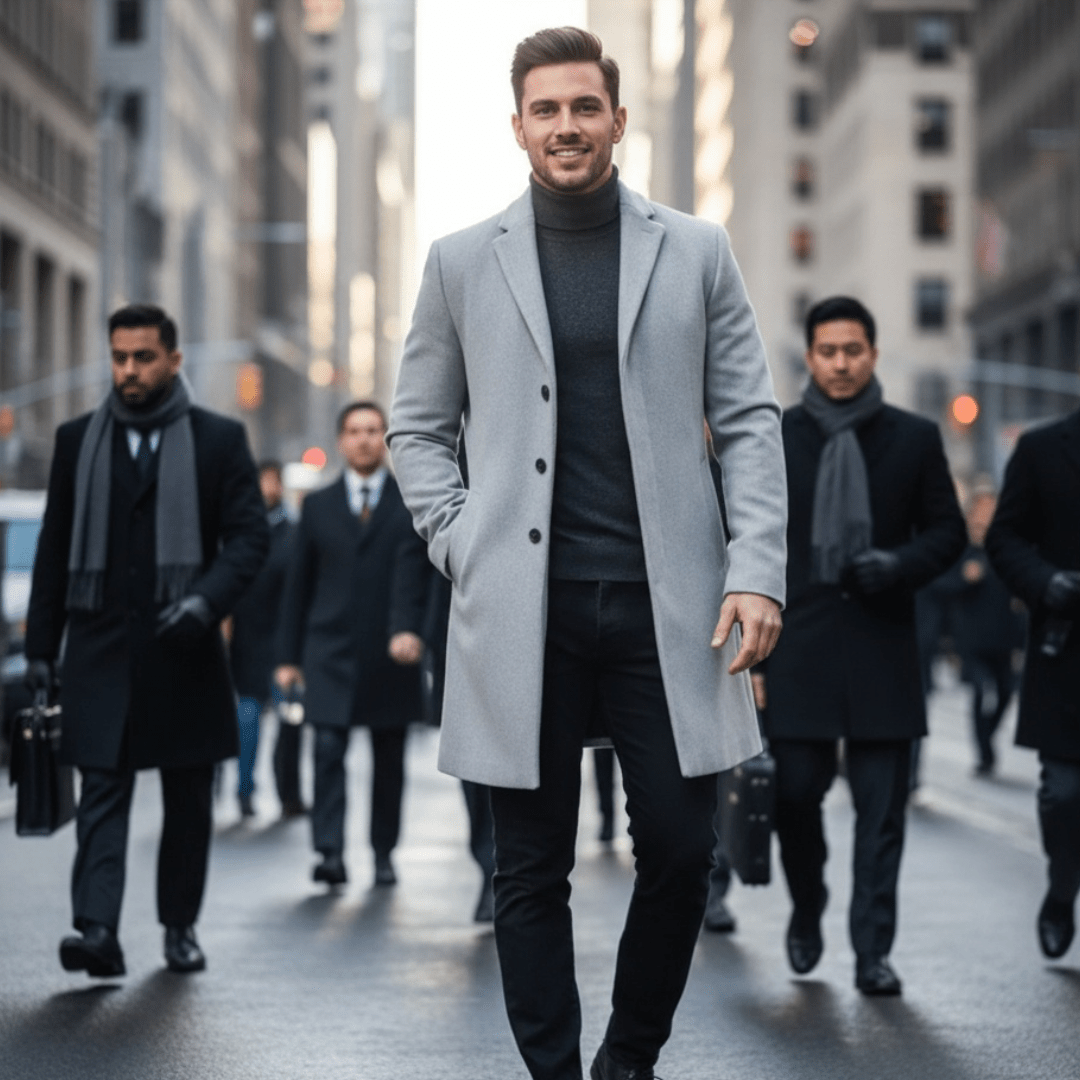 Tweed Coat Men's Medium - Length Thickened Jacket - SensorySoftShop