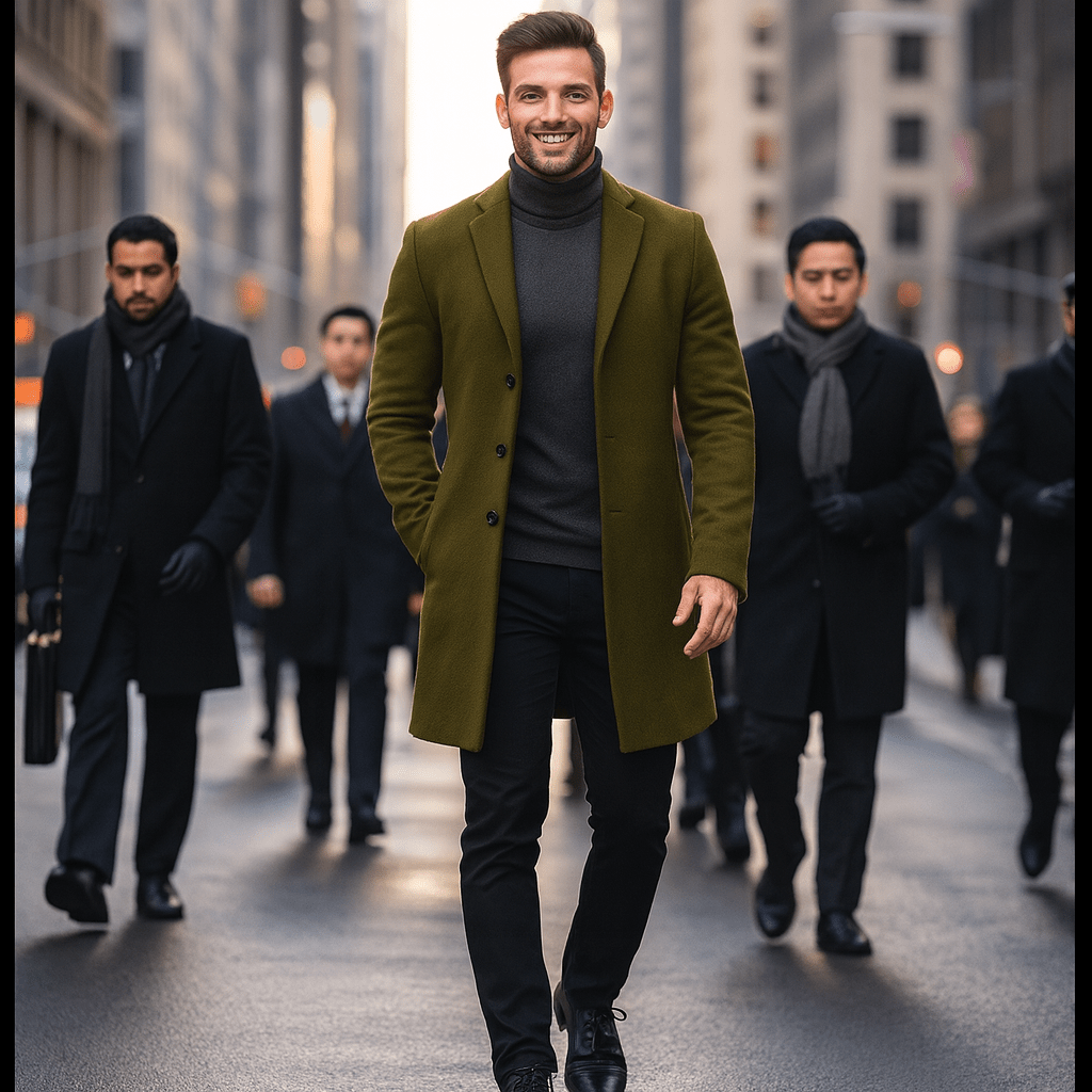 Tweed Coat Men's Medium - Length Thickened Jacket - SensorySoftShop