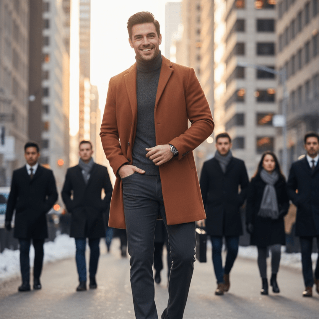 Tweed Coat Men's Medium - Length Thickened Jacket - SensorySoftShop