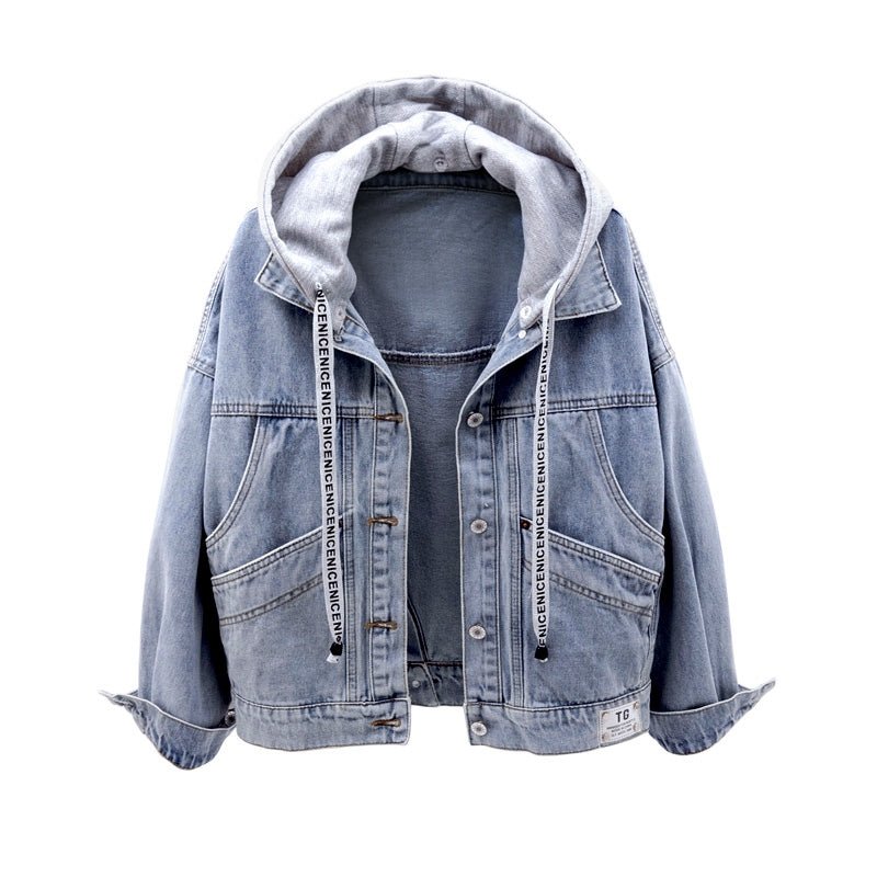 UNISEX Loose Fit Denim Jacket with Hood and Pockets - SensorySoft