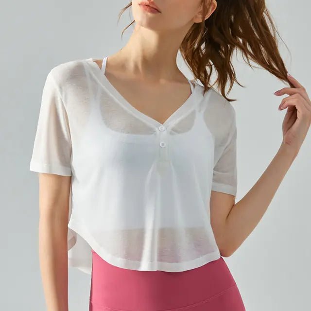 V - Neck Yoga Top Sports Shirts - Short & Long Sleeved design - SensorySoft