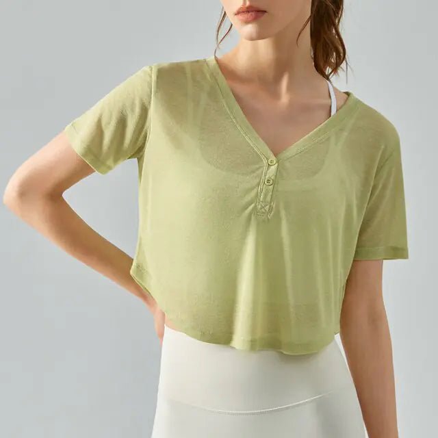 V - Neck Yoga Top Sports Shirts - Short & Long Sleeved design - SensorySoft