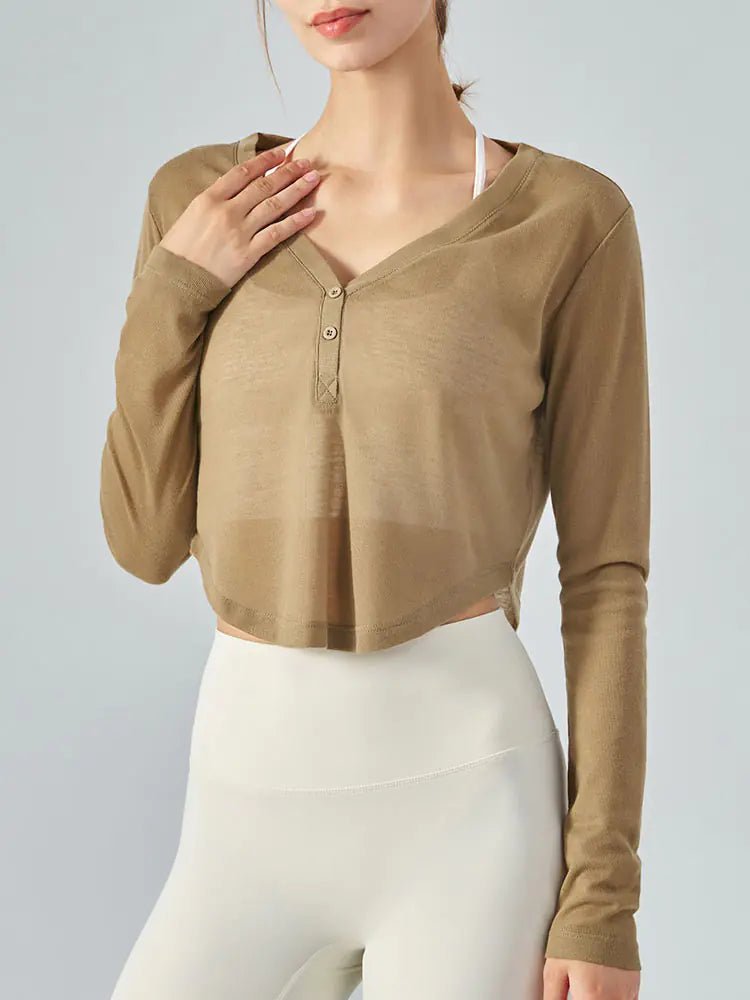 V - Neck Yoga Top Sports Shirts - Short & Long Sleeved design - SensorySoft