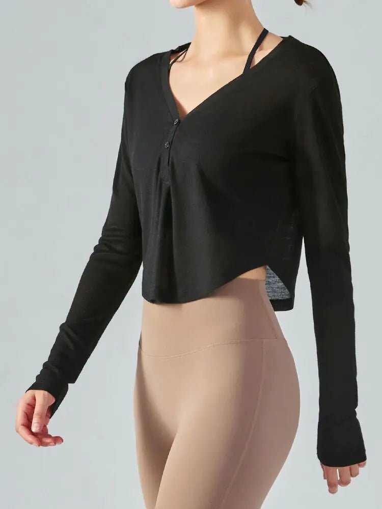 V - Neck Yoga Top Sports Shirts - Short & Long Sleeved design - SensorySoft