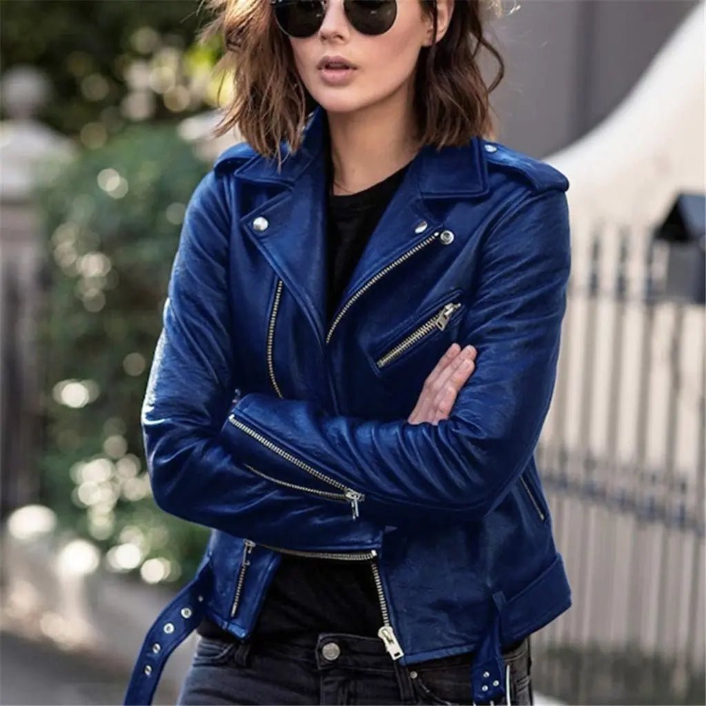 Versatile Street Slim Women's Jackets - Fashionable & Comfortable - Color Blue - SensorySoft