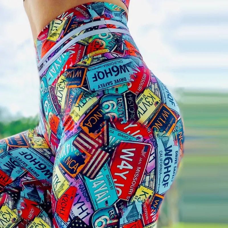 Vibrant Printed High - Waist Push - Up Workout Leggings - 6 patterns - SensorySoft