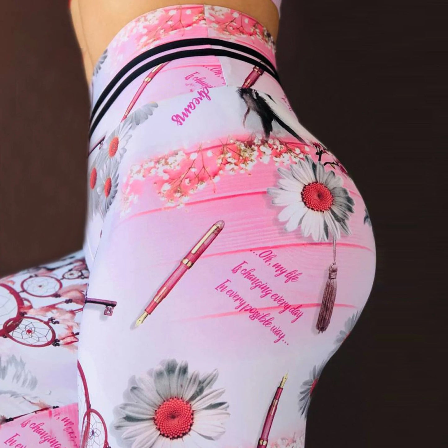 Vibrant Printed High - Waist Push - Up Workout Leggings - 6 patterns - SensorySoft
