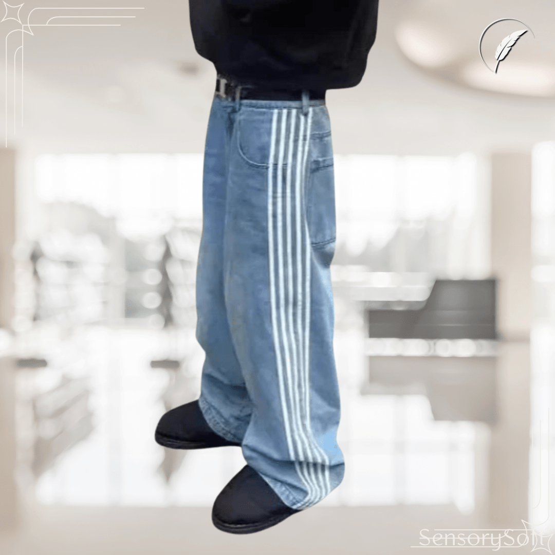 Vintage Stripe Stitching Embroidered Jeans for Men - SensorySoft