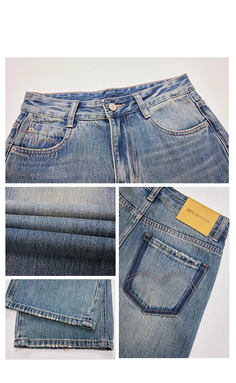 Wide Leg Jeans - Women's Baggy Retro Blue Trousers - SensorySoft