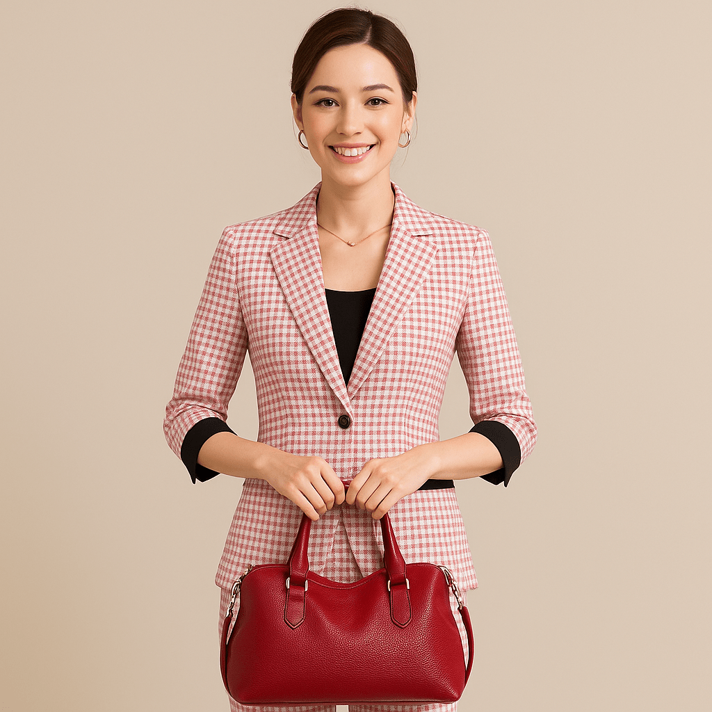 Women's Casual Business Half - Sleeve Plaid Suit - SensorySoft