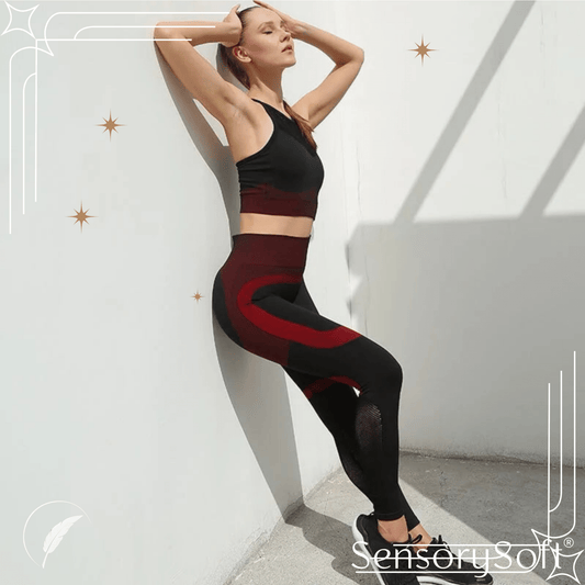 Women's Fitness Yoga Set: Leggings, Sports Bra, Sleeveless Tops - SensorySoftShop