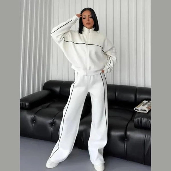 Women's Long Sleeve Half - Turtleneck Cardigan & Trousers Set - SensorySoftShop
