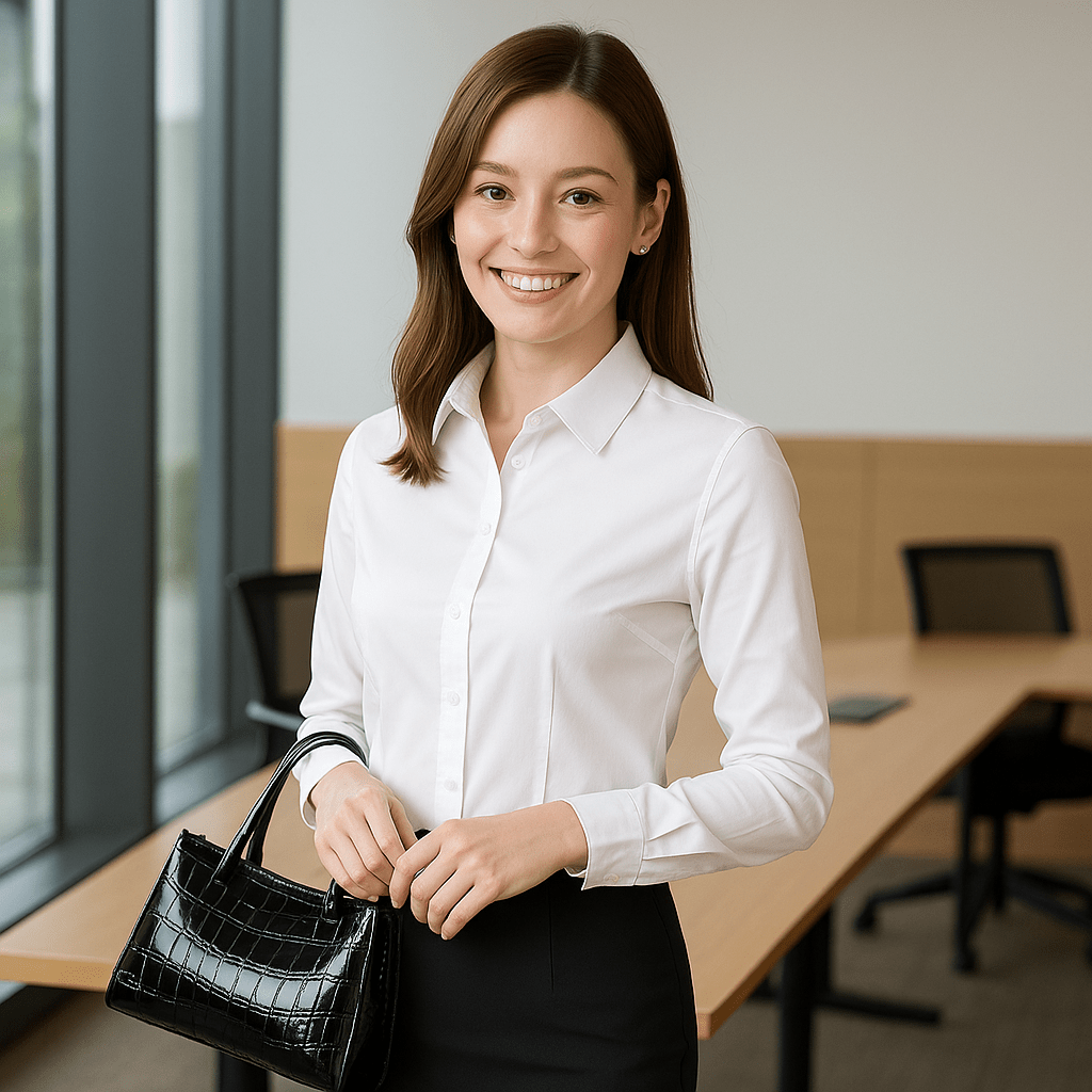 Women's Long Sleeve Slim Fit Business Shirt - Classic White - SensorySoft