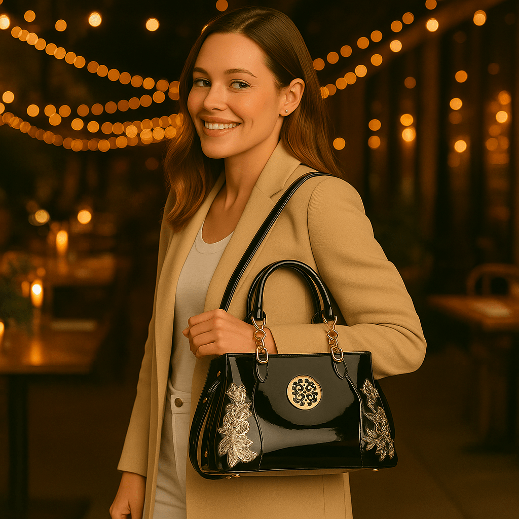 Women's Patent Leather Cowhide Shoulder Bag - SensorySoft