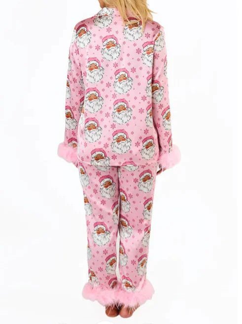 Women's Satin Santa Claus Pajamas Set - SensorySoftShop
