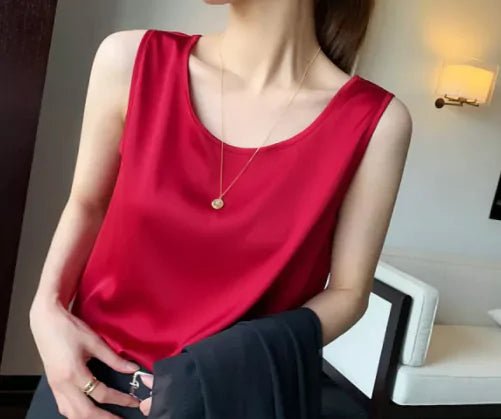 Women's Sleeveless Satin Blouse - SensorySoftShop