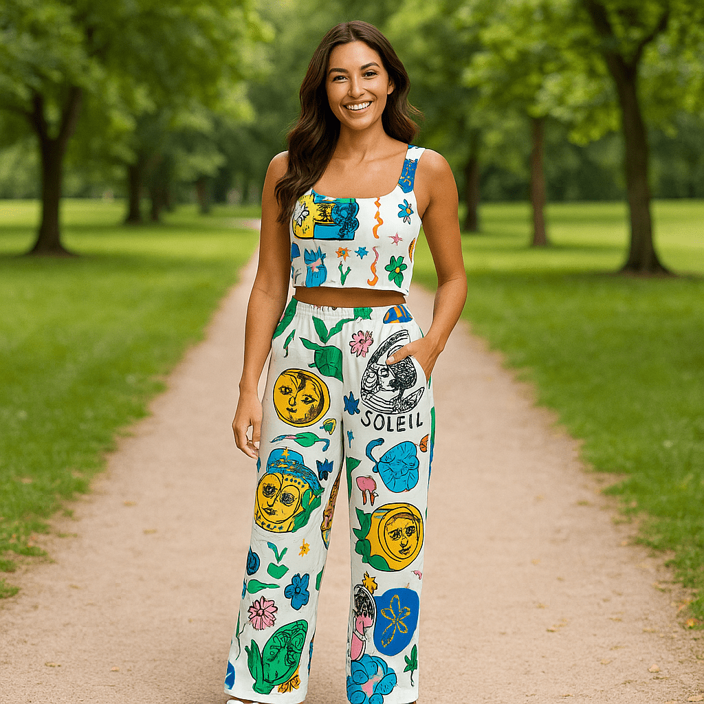 Women's Sleeveless Vest and Wide - Leg Pants Set - SensorySoft
