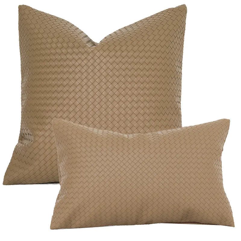 Woven Textured PU Leather Pillow Covers - SensorySoft