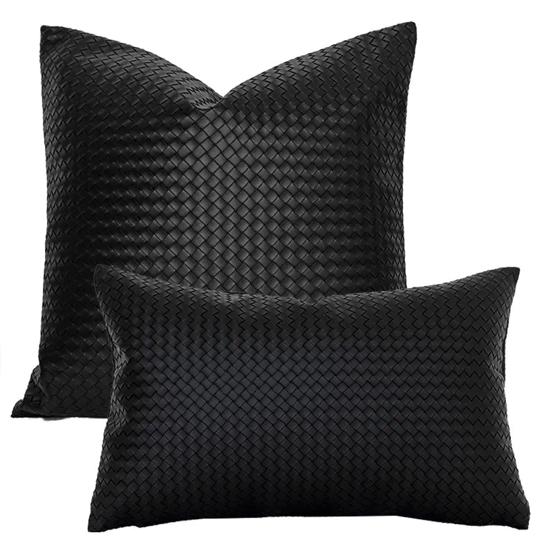 Woven Textured PU Leather Pillow Covers - SensorySoft