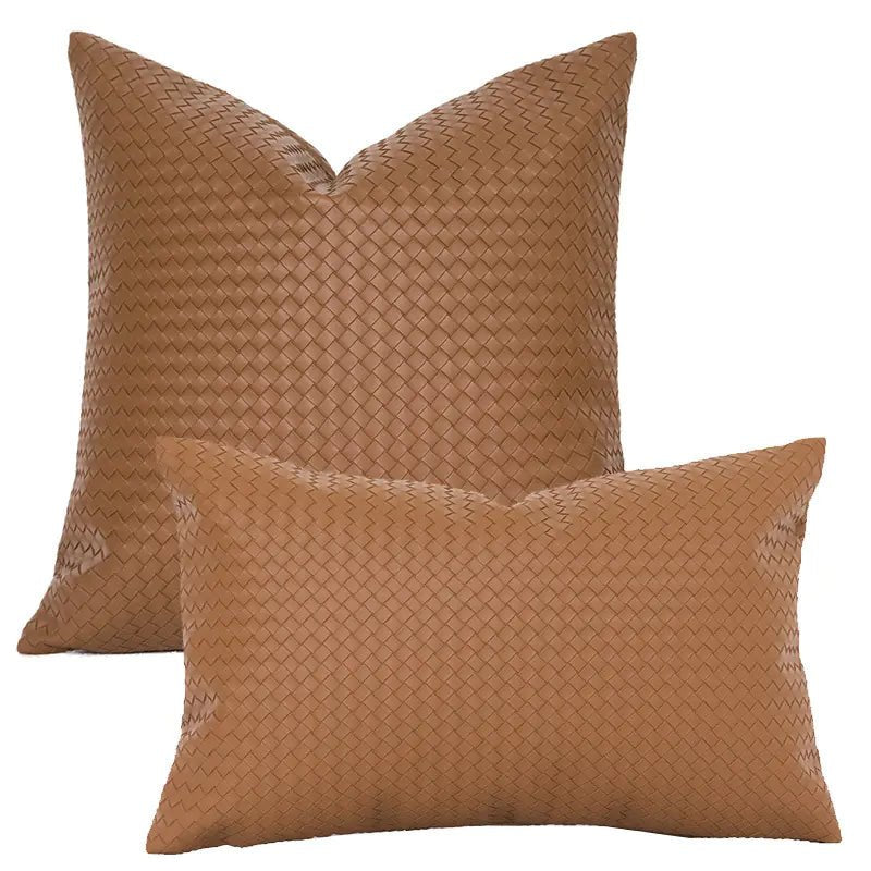 Woven Textured PU Leather Pillow Covers - SensorySoft