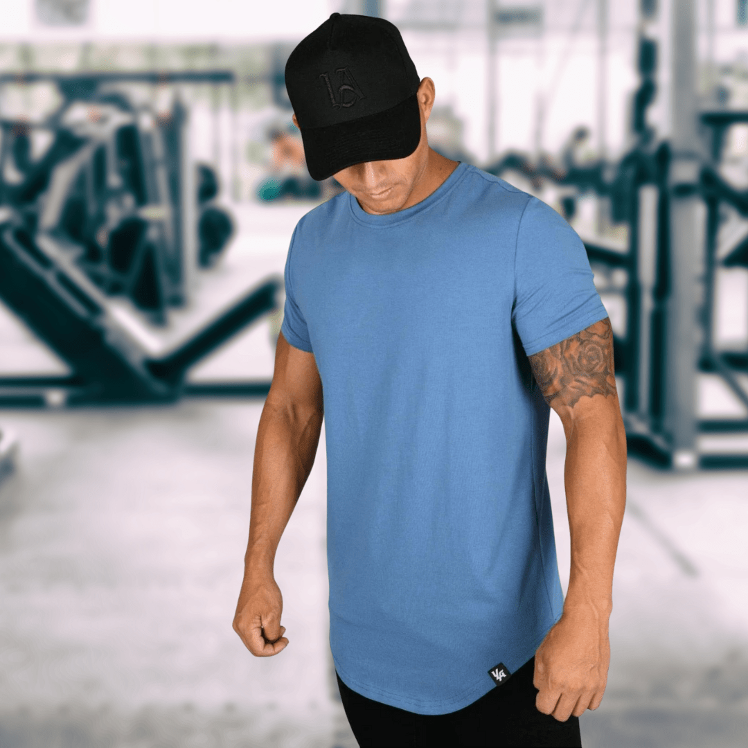 YoungLA Mens Designer Fitted T-Shirts Long Drop Cut Tee - SensorySoft