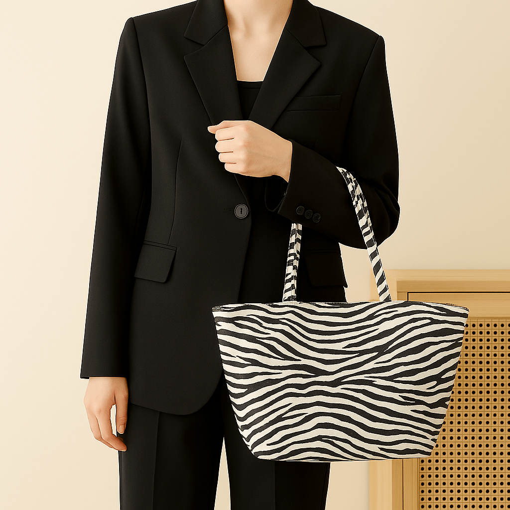 Zebra Stripe Tote Bag – Chic Leopard Print Shoulder Bag - SensorySoft