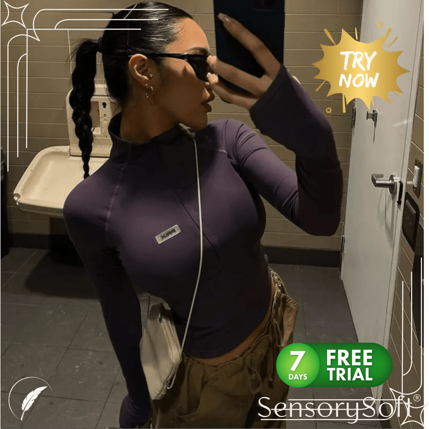 Zip T-Shirt Women's Long Sleeve Crop Tops - SensorySoft