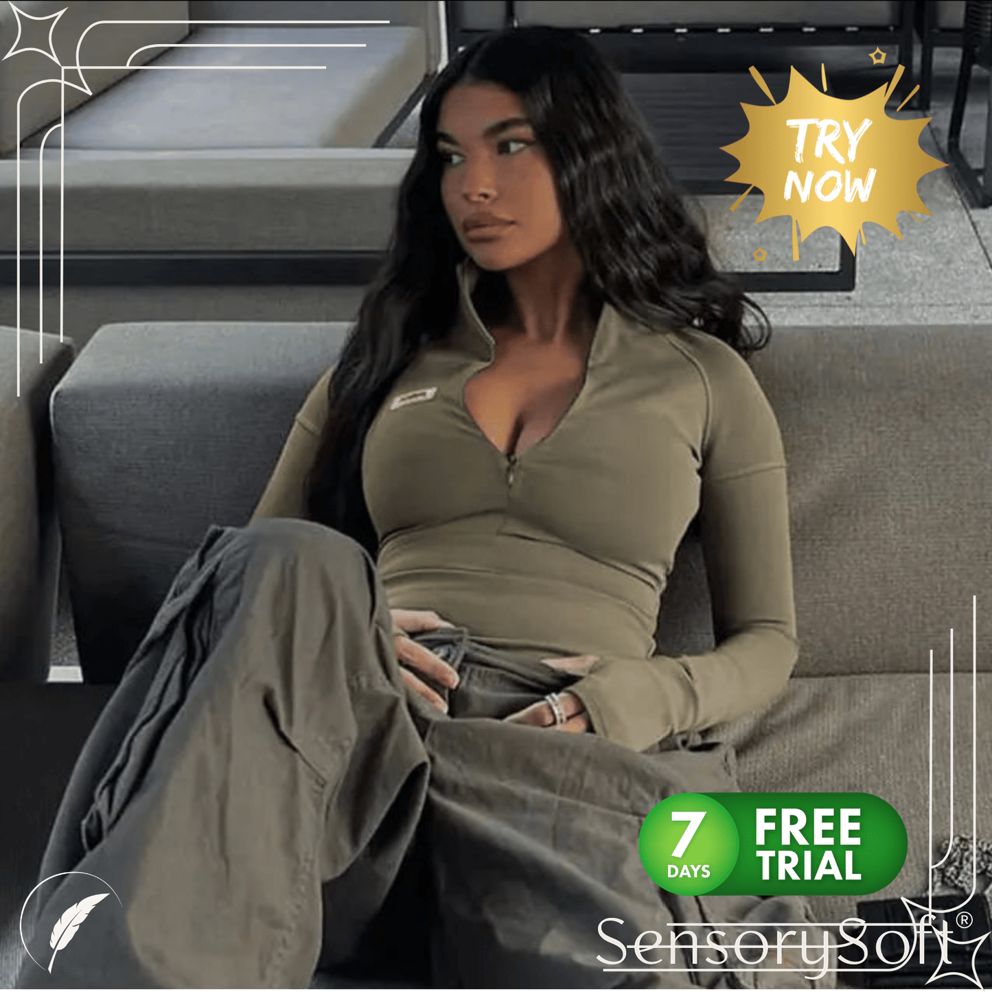 Zip T-Shirt Women's Long Sleeve Crop Tops - SensorySoft