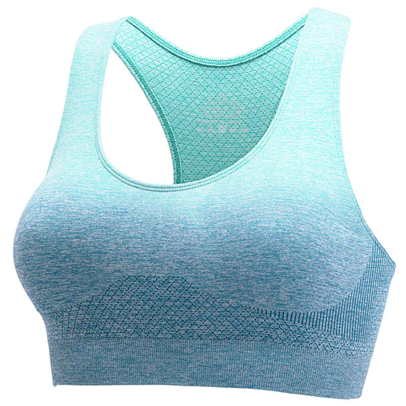 Blue gradient sports bra on a white background