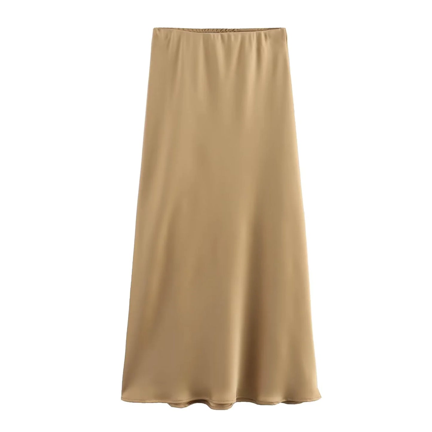 Women's Satin Pleated Midi Skirt