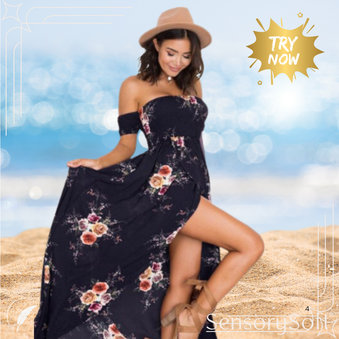 Off Shoulder Leg Split Summer Dress