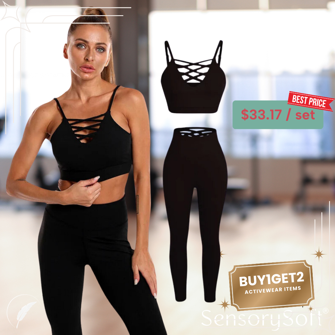 Seamless Yoga and Gym Fitness Sets - 3 Piece Sets - 2 Piece Sets - Pants - Sports Bra and Matching Crop Top Hoodie