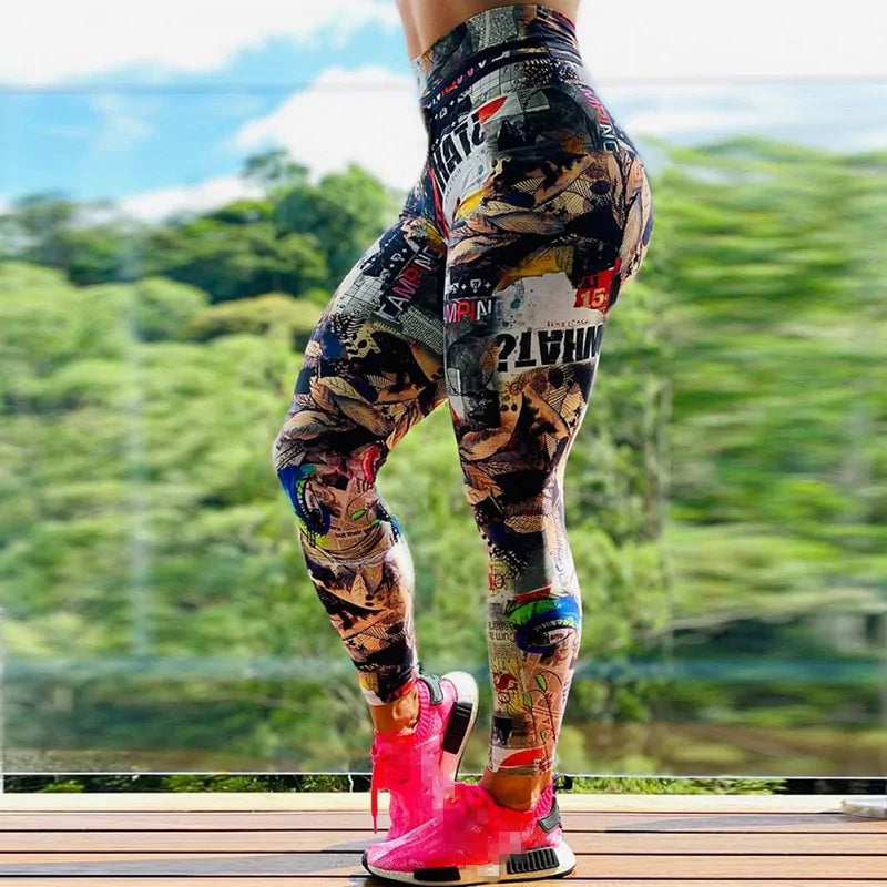 Vibrant Printed High-Waist Push-Up Workout Leggings - 6 patterns