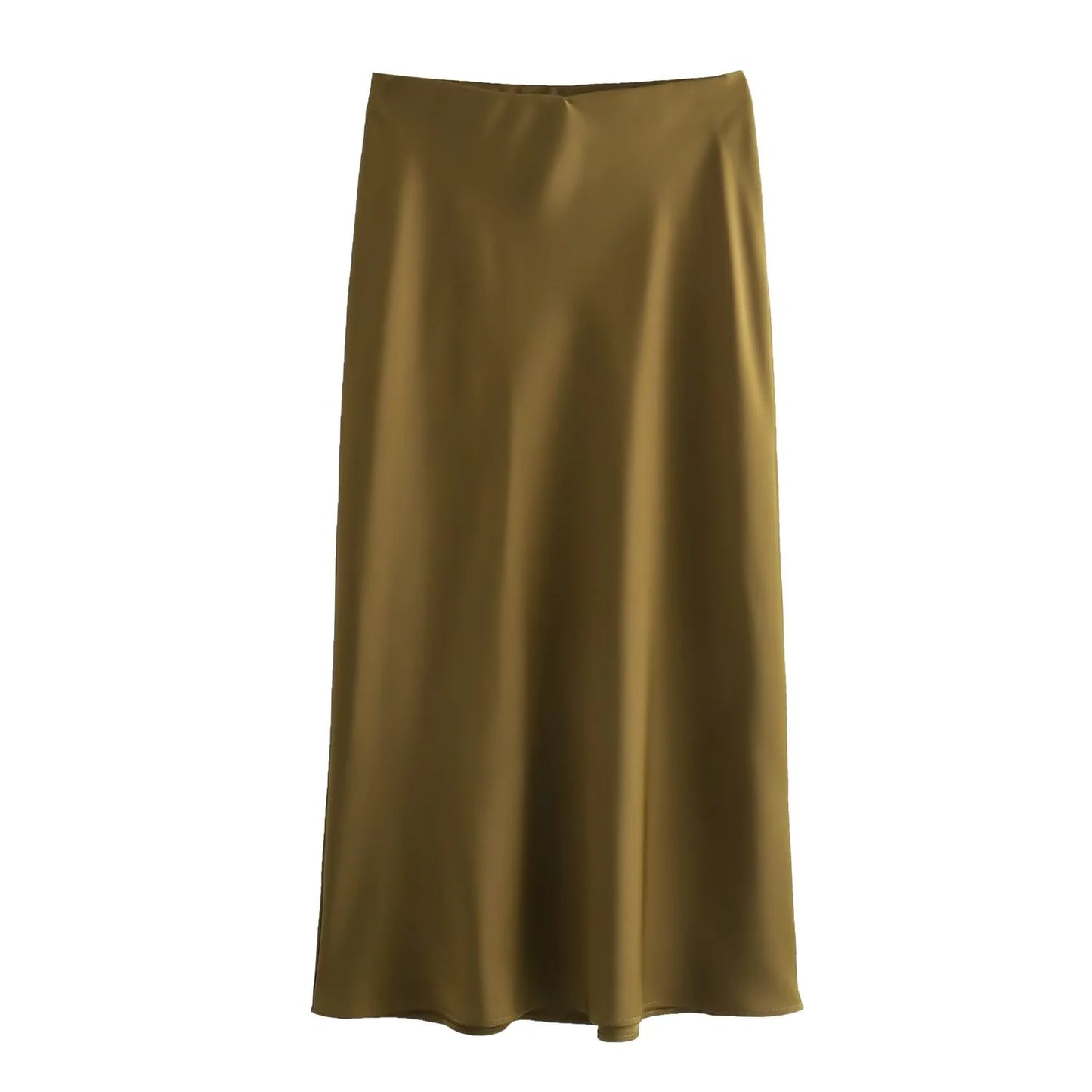 Women's Satin Pleated Midi Skirt