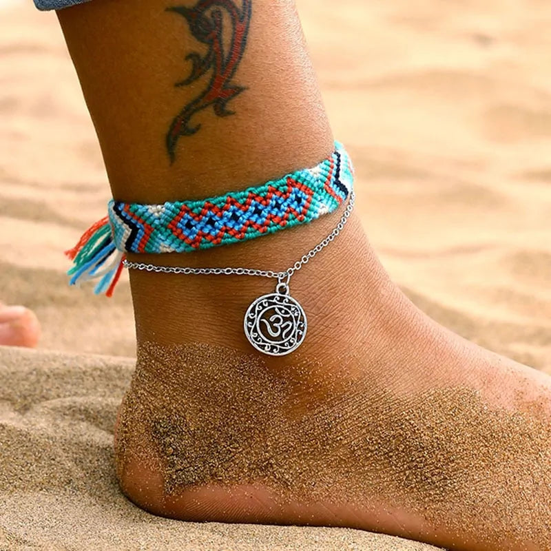 2025 New Bohemian Wave Anklets for Women - Handmade Cotton Foot Jewelry