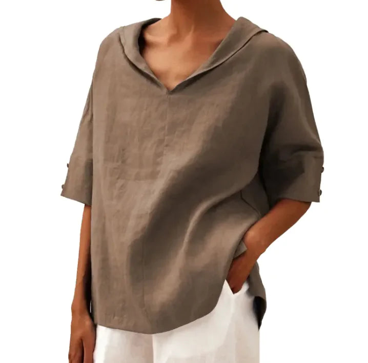 Women's Loose Cotton and Linen Shirt