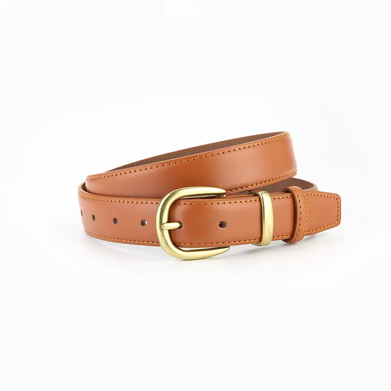 Ladies' Vintage Black Leather Belt for Jeans and Skirts