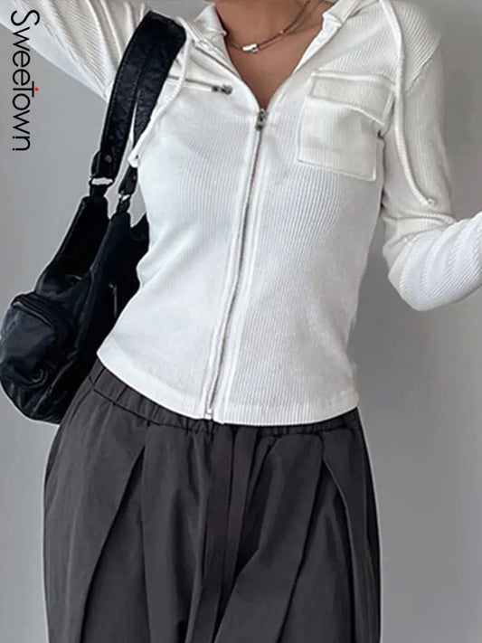 White Zip-Up Hooded Jacket