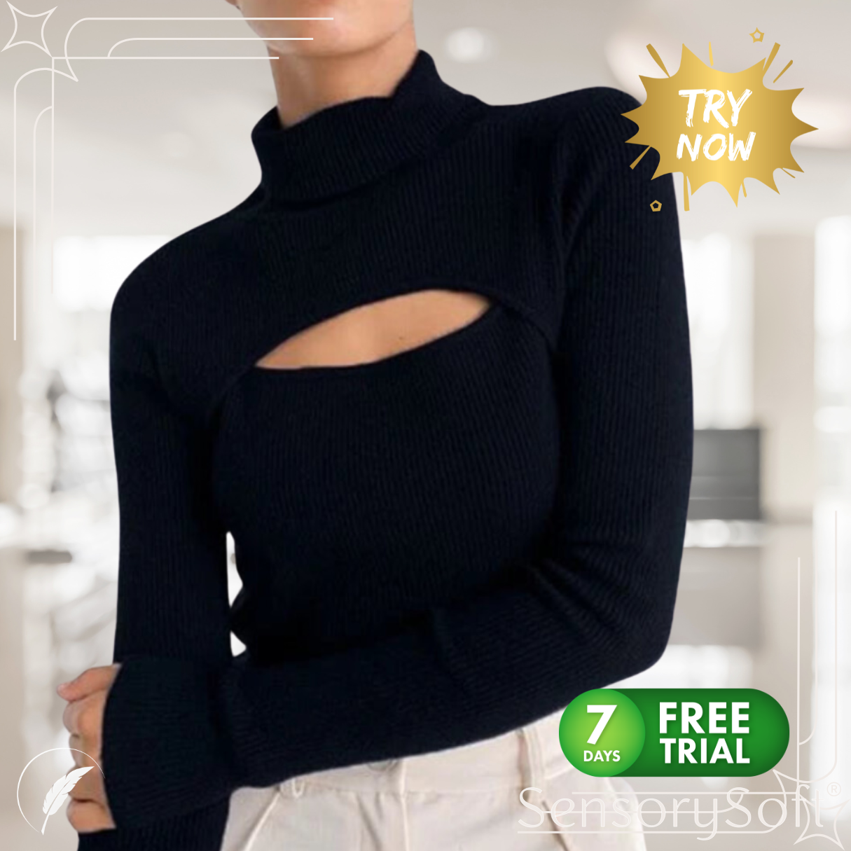 Black T Shirts Knitted Long Sleeve Crop Top