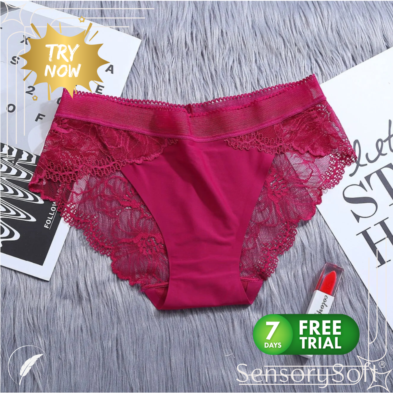 Seamless Mid-Waist Ice Silk Lace Panties