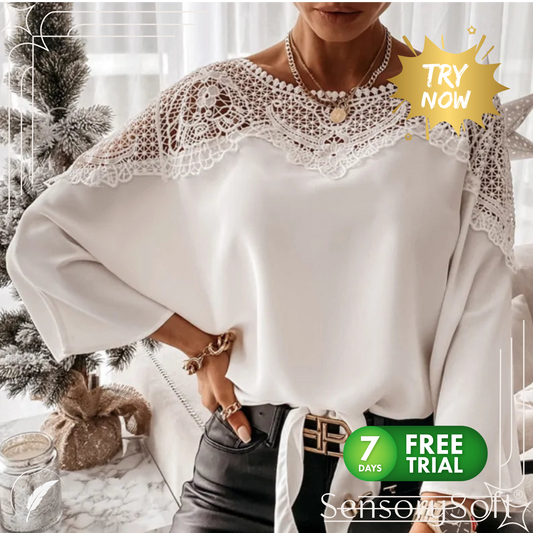 Autumn Crochet Embroidery Lace Blouses - Vintage Plus Size Women's Tops