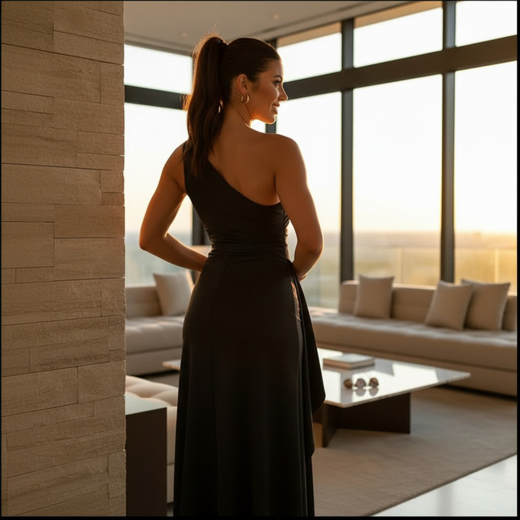 Aprikose Satin Split Elegance