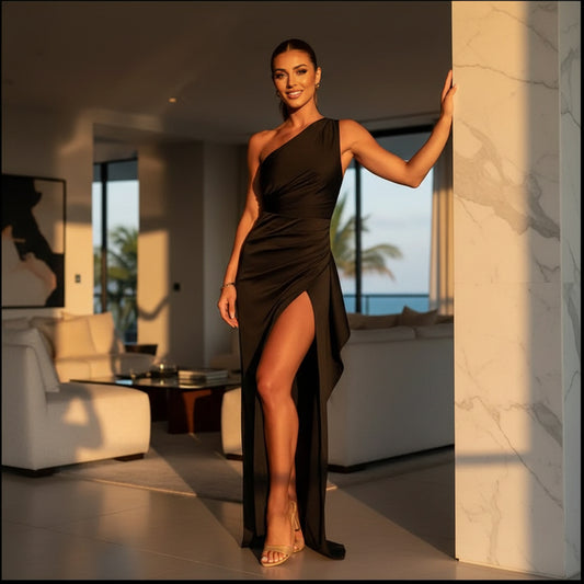 Aprikose Satin Split Elegance