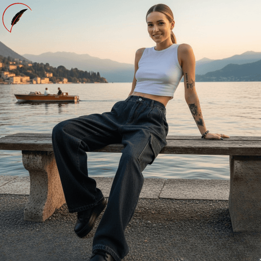 Soho Luxe Oversized Cargo Denim Jeans