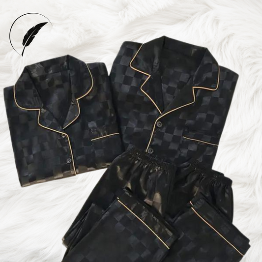 Couples Luxury Silky Soft Pajamas Sets-Black