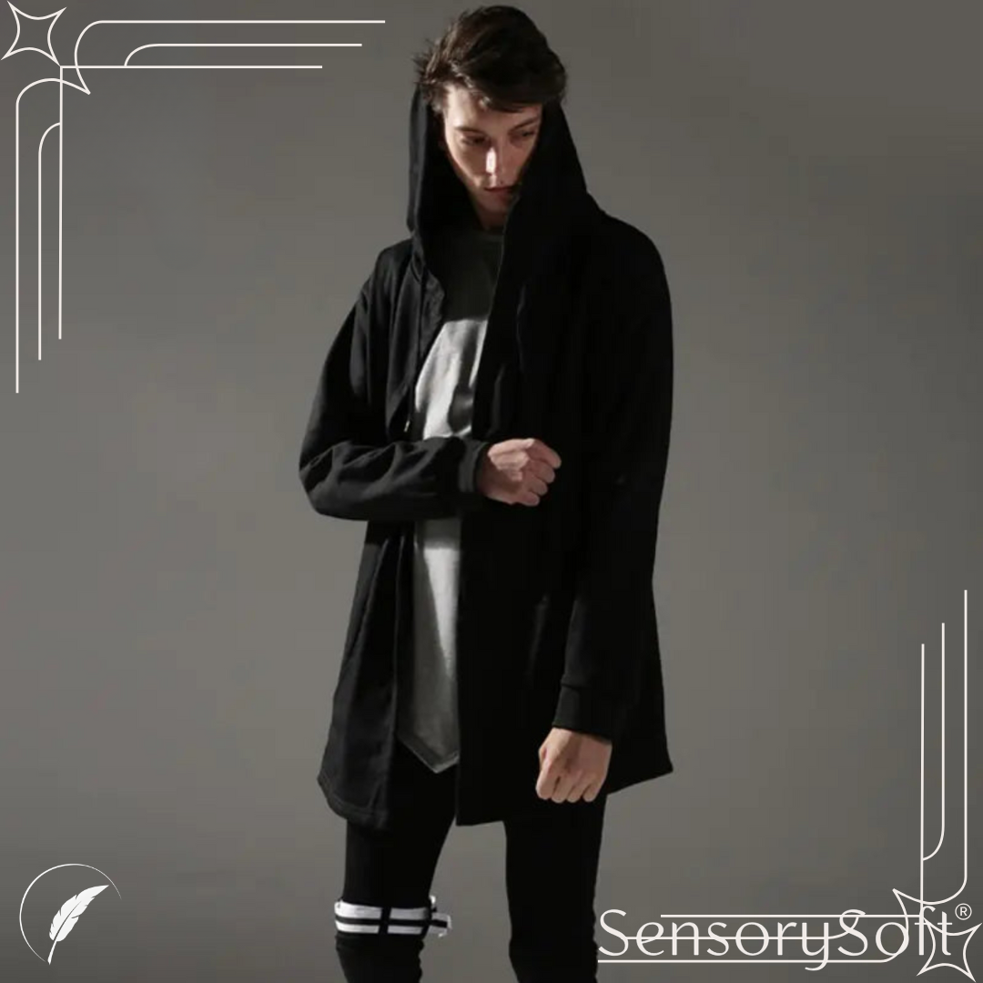 Black Hooded Wizard Trench Coat Windbreaker