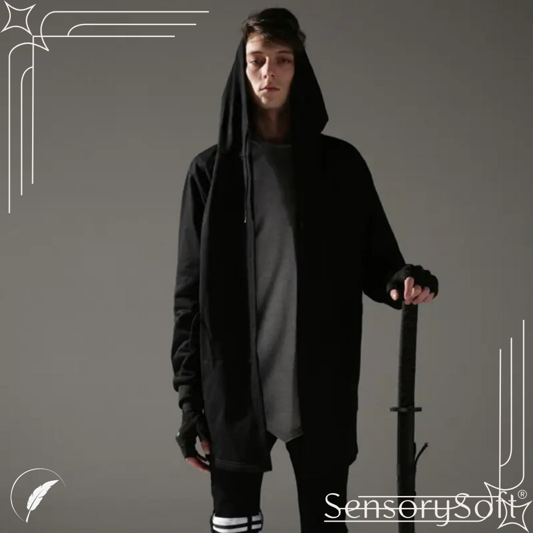 Black Hooded Wizard Trench Coat Windbreaker