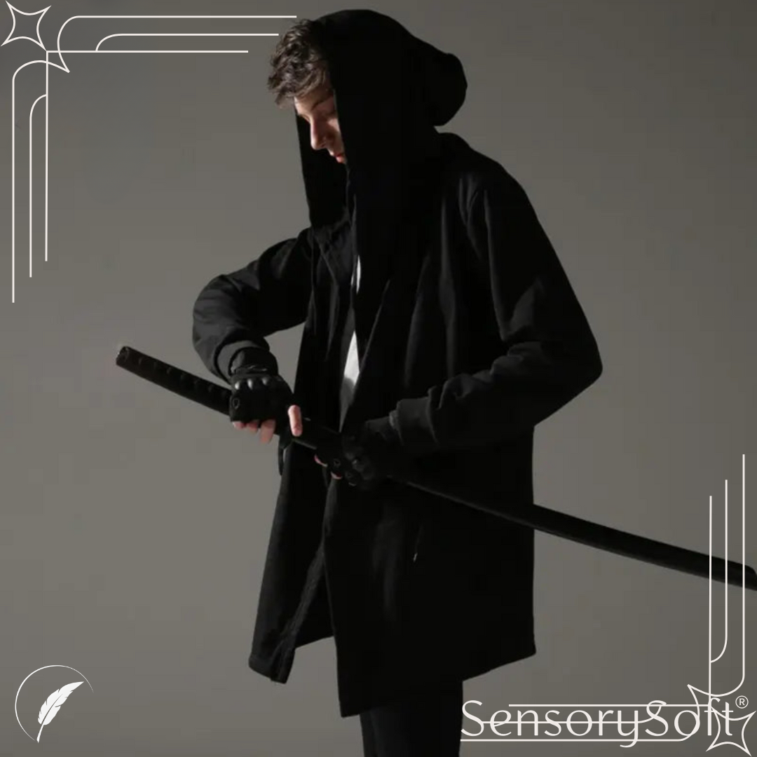 Black Hooded Wizard Trench Coat Windbreaker