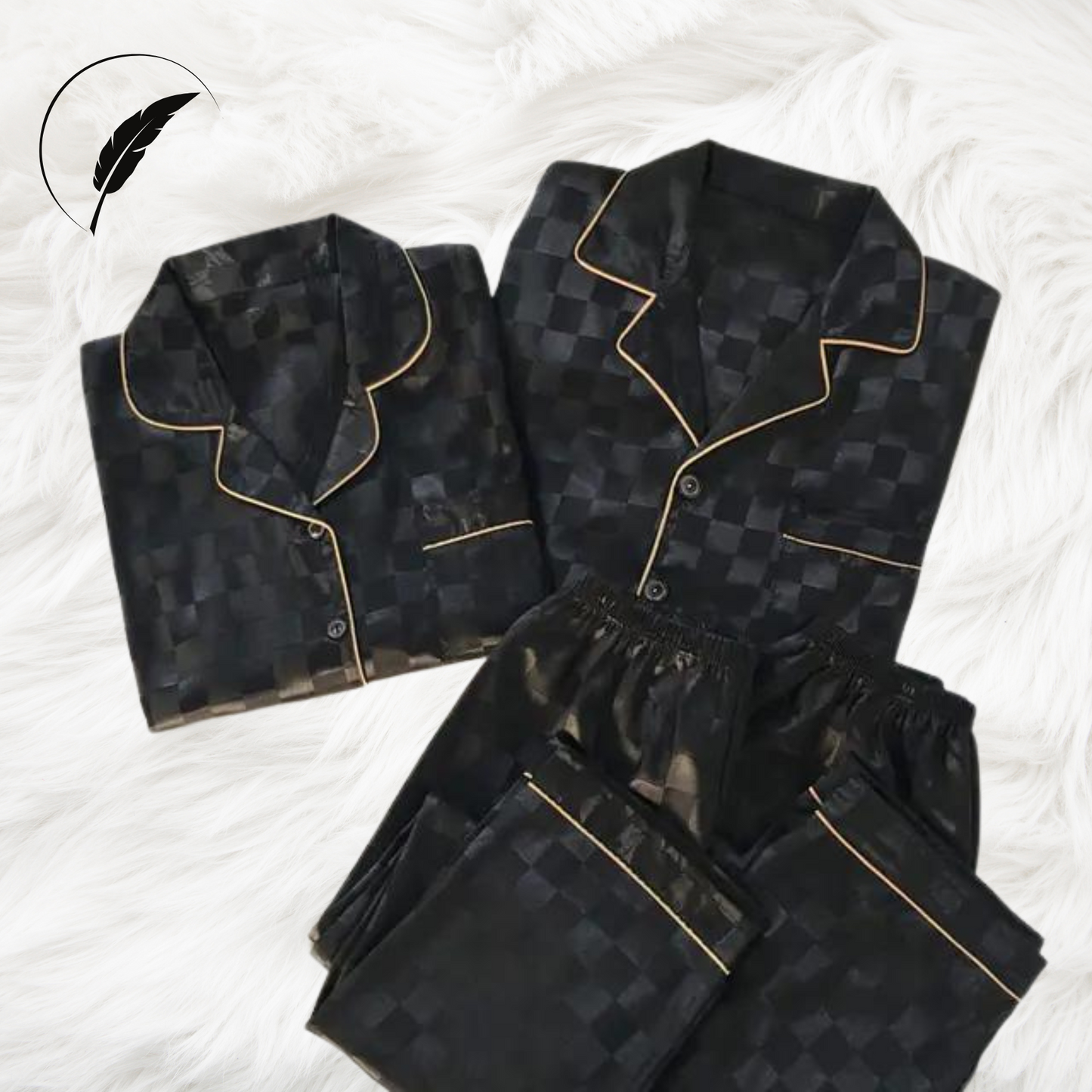 Couples Luxury Silky Soft Pajamas Sets-Black