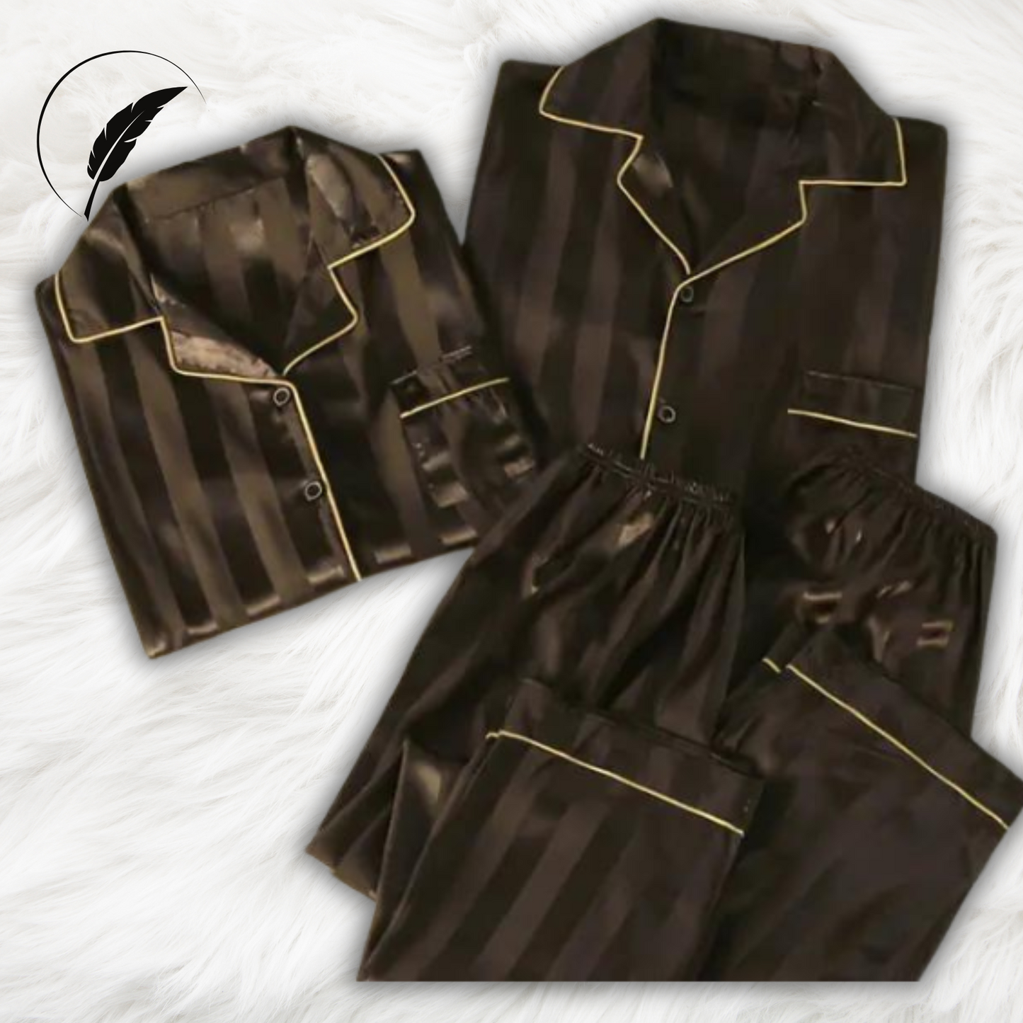 Couples Luxury Silky Soft Pajamas Sets-Black